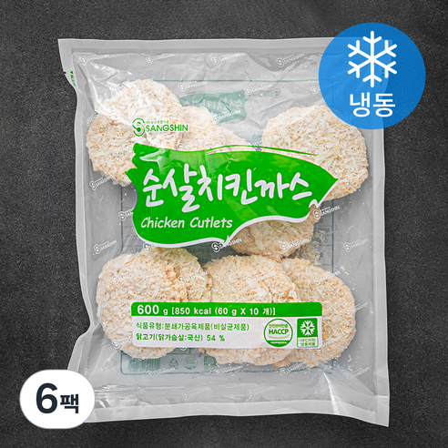 상신 순살 치킨까스 10장 (냉동), 600g, 6팩