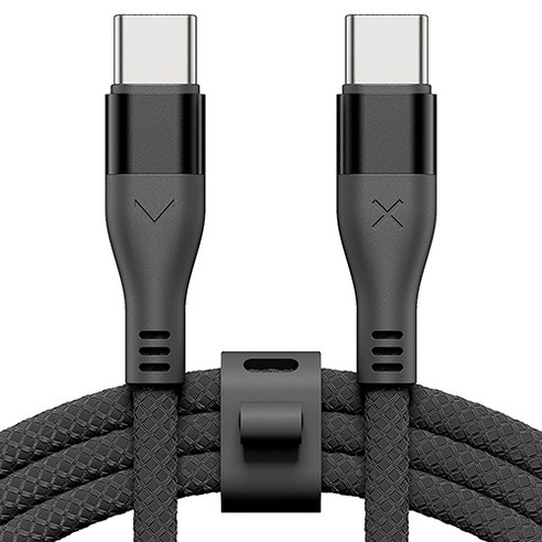 빅쏘 우븐 패브릭 단선방지 USB C to C 타입 PD 60W 고속 충전 아이폰 갤럭시 케이블, 1개, 블랙, 1.2m