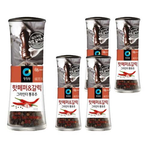 청정원 쉐프의허브 핫페퍼 앤 갈릭 그라인더 통후추, 30g, 5개