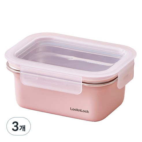 락앤락 컬러스텐코지 밀폐용기 미스티 로즈 500ml, 3개, 단품
