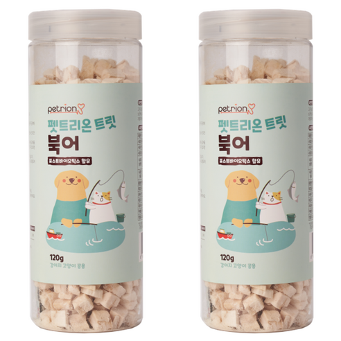 펫트리온 반려동물 트릿 유산균함유 동결건조 간식, 북어, 120g, 2개