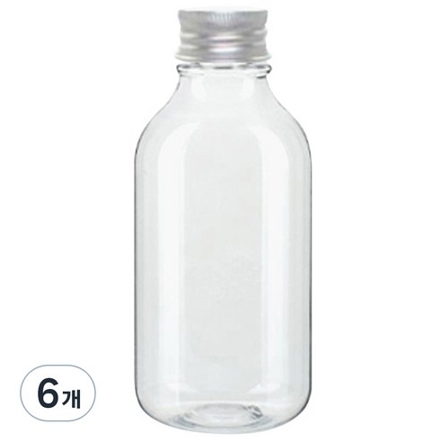 병도매닷컴 ARB520 투명 음료용기 알루미늄 실버캡, 520ml, 6개