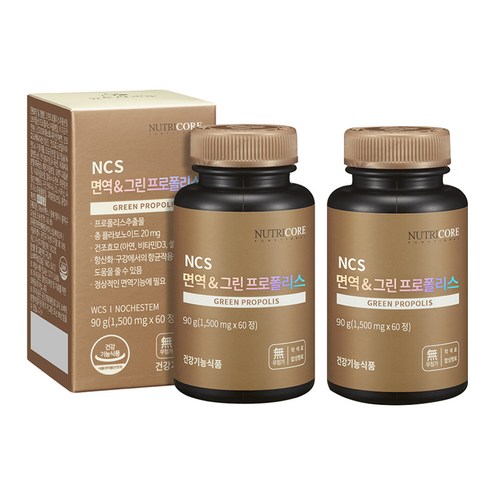 뉴트리코어 NCS 면역엔 그린 프로폴리스, 60정, 2개