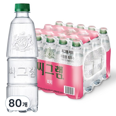 씨그램 피치 무라벨 탄산수, 450ml, 80개