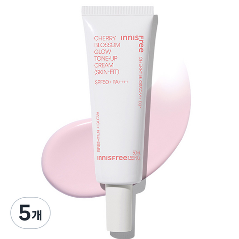 이니스프리 New 왕벚꽃글로우스킨핏톤업크림 핑크 SPF50+ PA++++ 50ml, 5개
