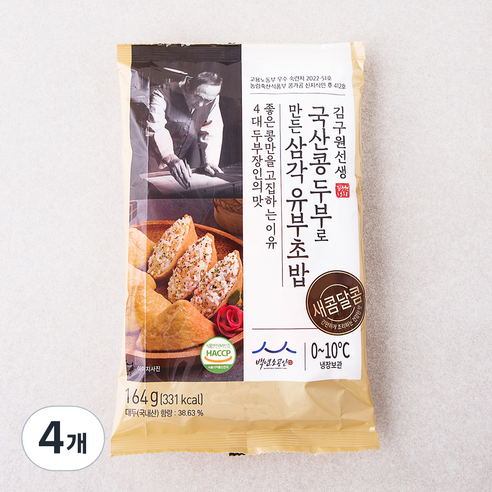 김구원선생 국산콩 두부로 만든 삼각 유부초밥, 164g, 4개