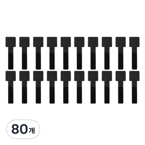 쿠말 3M 접착식 벨크로 케이블 정리 홀더 28 x 90 mm, 블랙, 80개