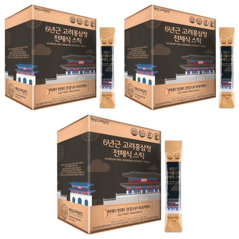 개성고려삼인 6년근 고려홍삼정 전체식 스틱 100p, 1.2kg, 3개