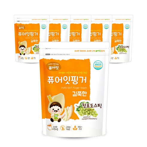 퓨어잇 핑거 길쭉한 청포도스틱, 청포도, 30g, 6개