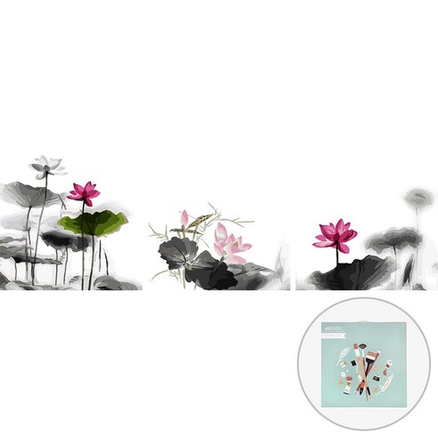 아트조이 DIY 명화 그리기 3단세트 50 x 50 cm, 연꽃