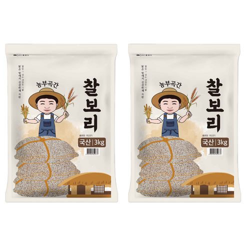 농부곡간 국산 찰보리, 3kg, 2개