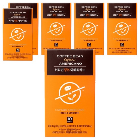 커피빈 캡틴 아메리카노 스틱커피, 1.6g, 10개입, 6개