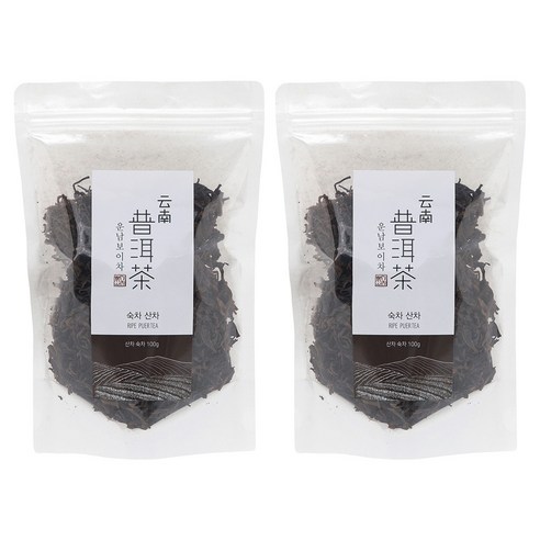 운남보이차 보이숙차 스탠딩 지퍼백 산차, 100g, 1개입, 2개