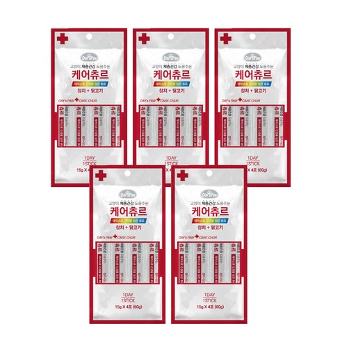 데이스포 건강을 담은 츄르 고양이 간식 15g, 참치 앤 닭(라이트), 5개