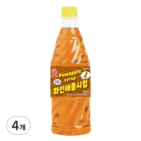 오쉐프 파인애플시럽, 1kg, 4개