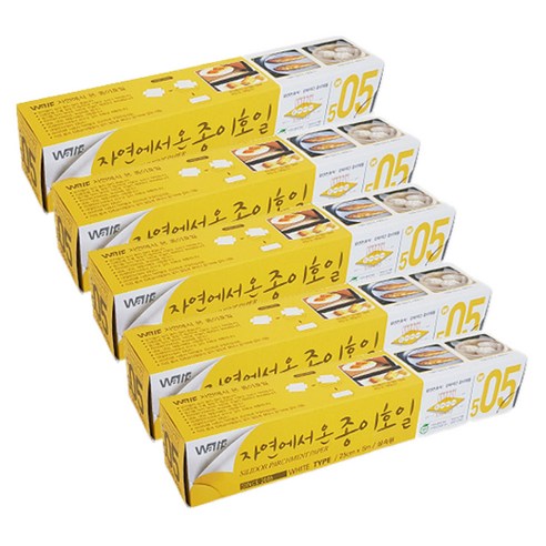 자연에서 온 종이 호일 보급형 화이트 25cm x 5m, 1개입, 5개