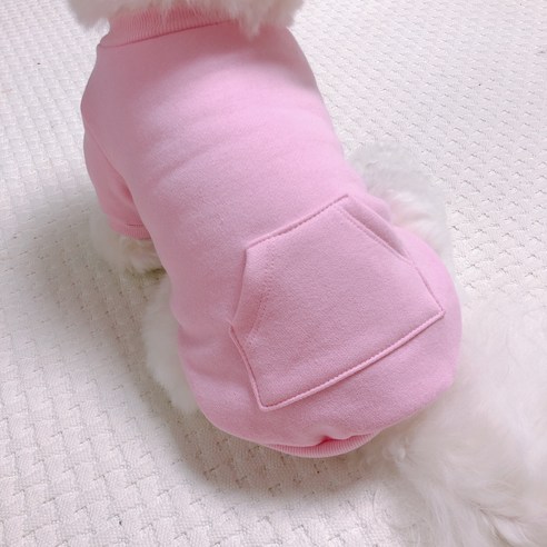 펫디자인 강아지 포켓 맨투맨, 핑크