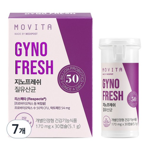 지노프레쉬 질유산균, 30정, 5.1g, 7개