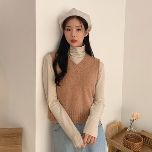 반에이크 여성용 토즈니 알파카 크롭 베스트
