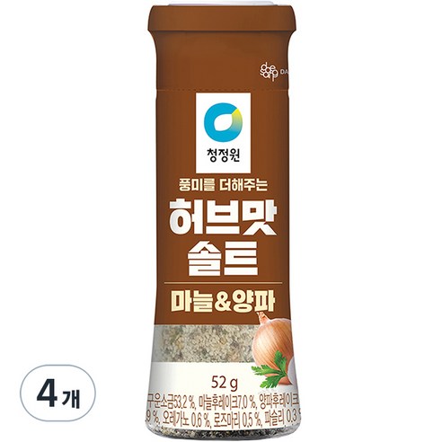 청정원 허브맛솔트 마늘&양파, 52g, 4개