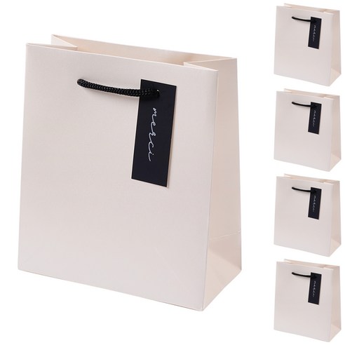 영프리자 프리미엄 펄 디자인 메르시 무지 선물 쇼핑백, 아이보리, 5개
