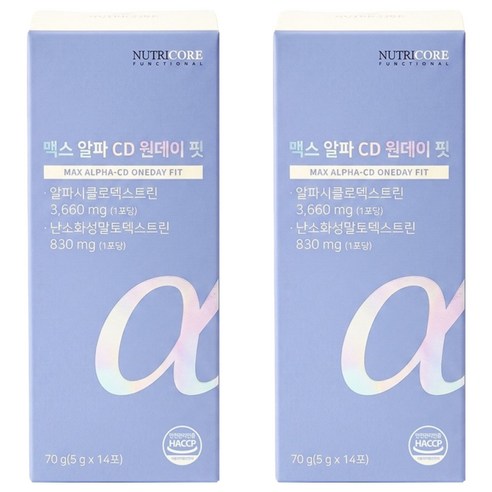 뉴트리코어 맥스 알파 CD 원데이 핏 14p, 14회분, 70g, 2개