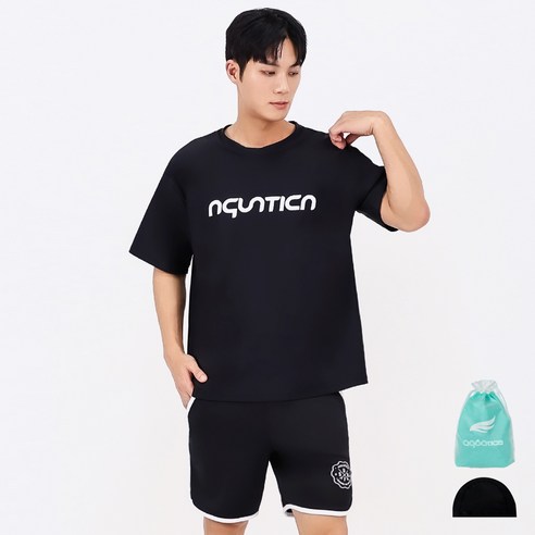 아쿠아티카 남성용 래쉬가드 상의 AQAMTS23003 + 트렁크 반바지 세트