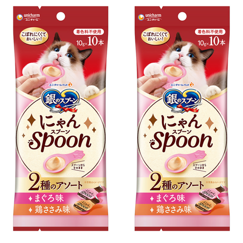 유니참긴노스푼 고양이 냥스푼 습식 간식 10개입, 혼합맛(참치 / 닭가슴살), 10g, 2개