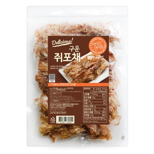 해맑은푸드 구운 쥐포채, 200g, 1개