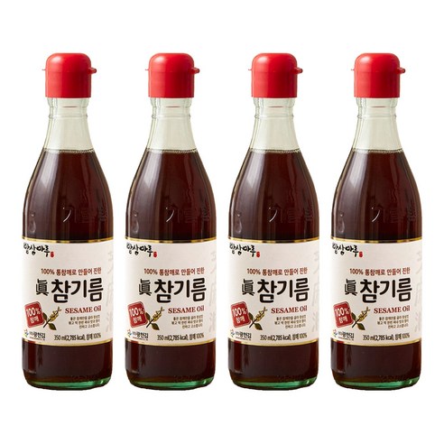 밥상마루 100% 참깨로 만들어 진한 참기름, 350ml, 4개