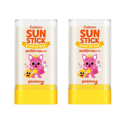 베비언스 유아용 핑크퐁 무기자차 선스틱 SPF50+ PA+++, 20g, 2개