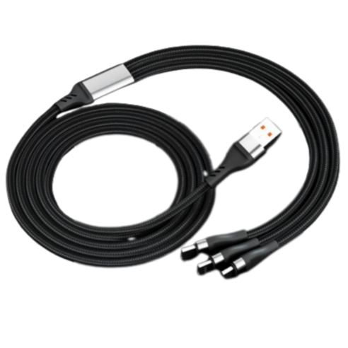 소프트닷 고속충전 100W 3 IN 1 케이블, 블랙, 1개, 1.2m