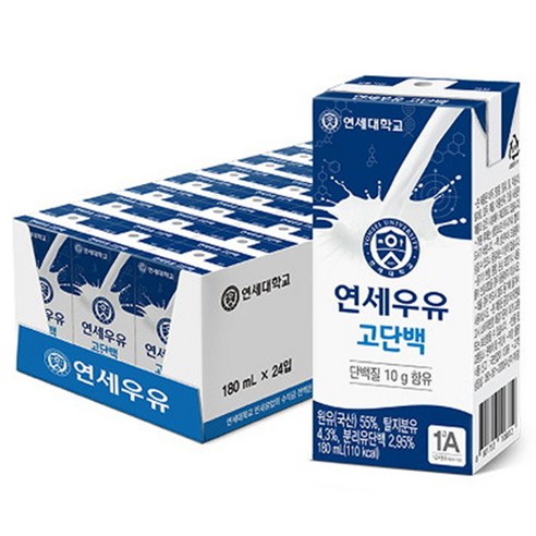 연세우유 고단백 멸균우유, 24개, 180ml