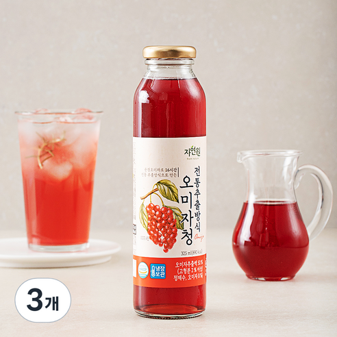 자연원 전통추출방식 오미자청, 325ml, 3개