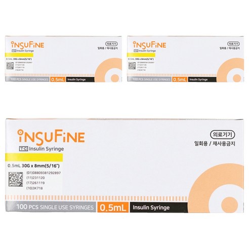 태창 인슈파인 인슐린 주사기 0.5ml 30g x 8mm 100p, 3개