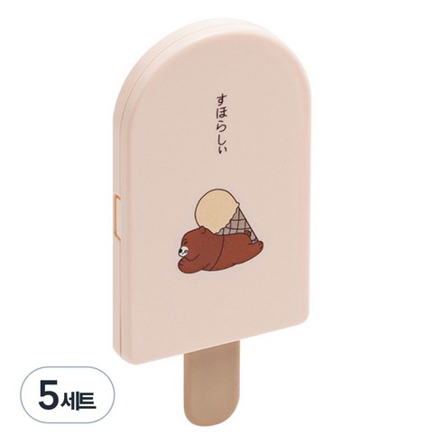 손거울 빗 세트 휴대용 미니거울 아이스크림 모양 거울, 핑크, 5세트