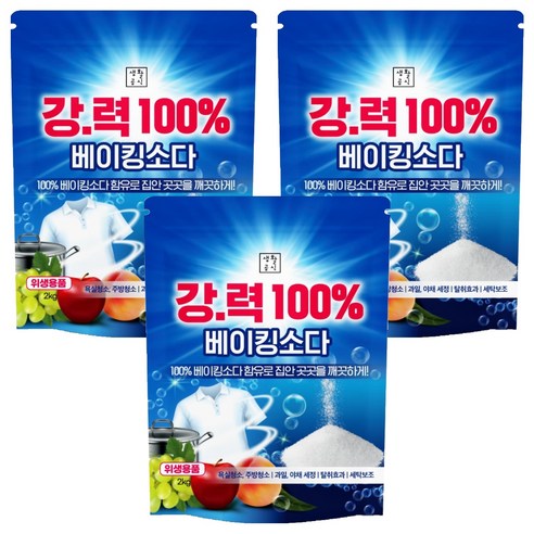 생활공식 강 력 100 세제 베이킹소다, 2kg, 3개