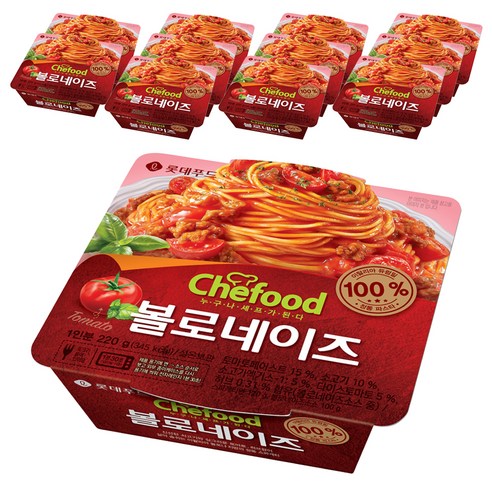 쉐푸드 볼로네이즈 스파게티, 220g, 12개