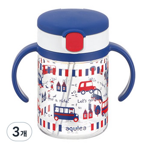 릿첼 AQ 빨대컵 200ml, 3개, 네이비블루