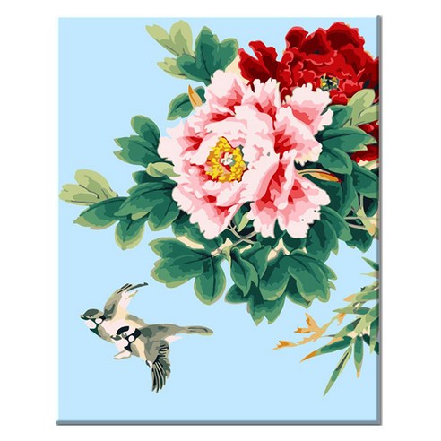 모모픽스페인팅 DIY 명화 그리기 40 x 50 cm, I66 파란하늘 목단꽃, 1개
