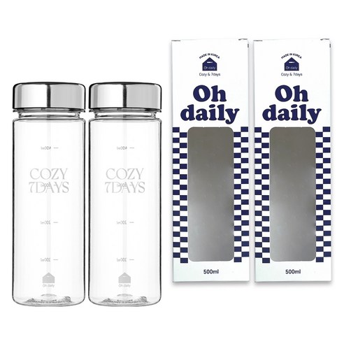 오데일리 보온보냉 메탈 트라이탄 물병, WHITE + WHITE, 1세트, 500ml