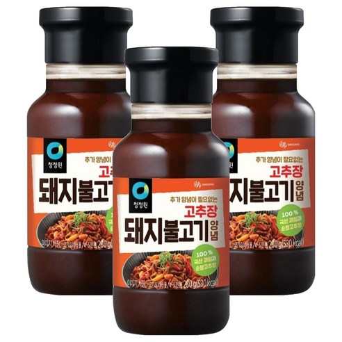 대상 청정원 돼지 불고기 양념, 280g, 3개