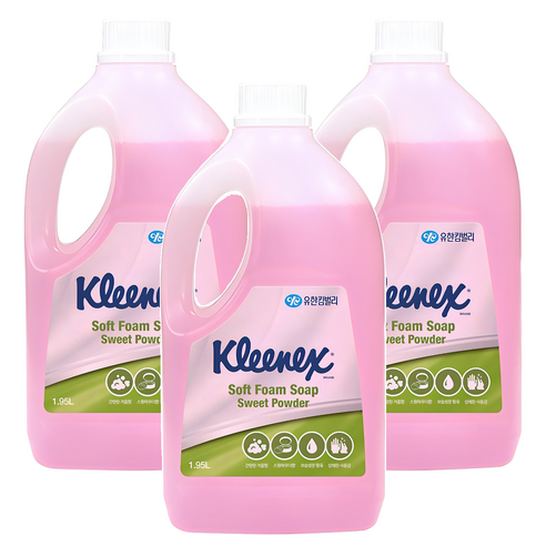 크리넥스 소프트 폼 솝 스윗파우더향, 1.95L, 3개