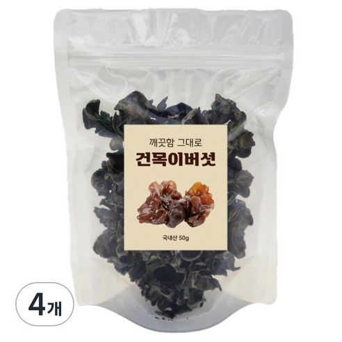 준컴퍼니 깨끗함 그대로 국산 건목이버섯, 50g, 4개