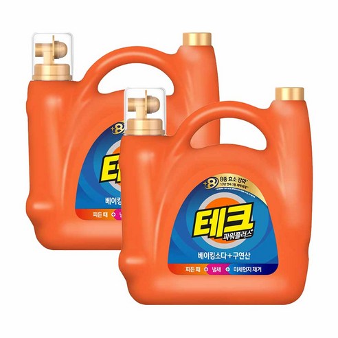 테크 파워플러스 베이킹소다+구연산 액체세제 일반 / 드럼 겸용 대용량, 5.5L, 2개