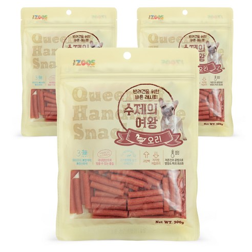 수제의여왕 반려견을 위한 바른레시피 수제간식 300g, 오리, 3개