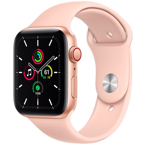 Apple 애플워치 SE, GPS+Cellular, 골드 알루미늄 케이스, 핑크 샌드 스포츠 밴드