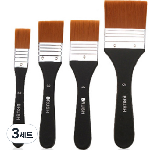 OON 아크릴 수채화 유화 페인트 나일론 붓 4종, 2호, 3호, 4호, 6호, 3세트