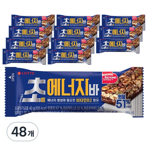 롯데웰푸드 초 에너지바, 40g, 48개