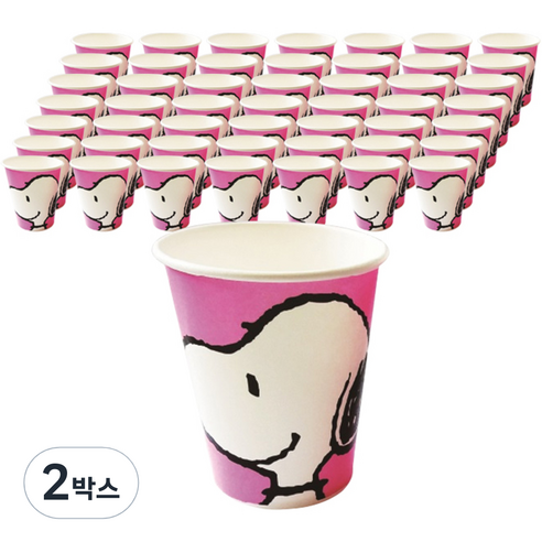 찰리브라운 스누피 칼라 종이컵 핑크 270ml 50p, 2개